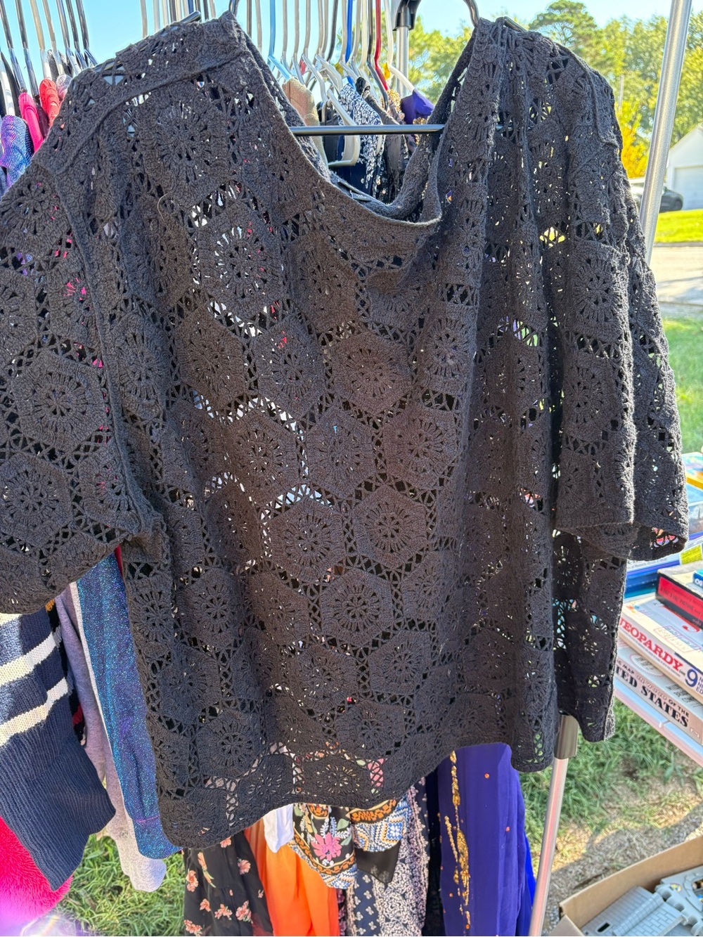 torrid Black Crochet Short-Sleeve Blouse